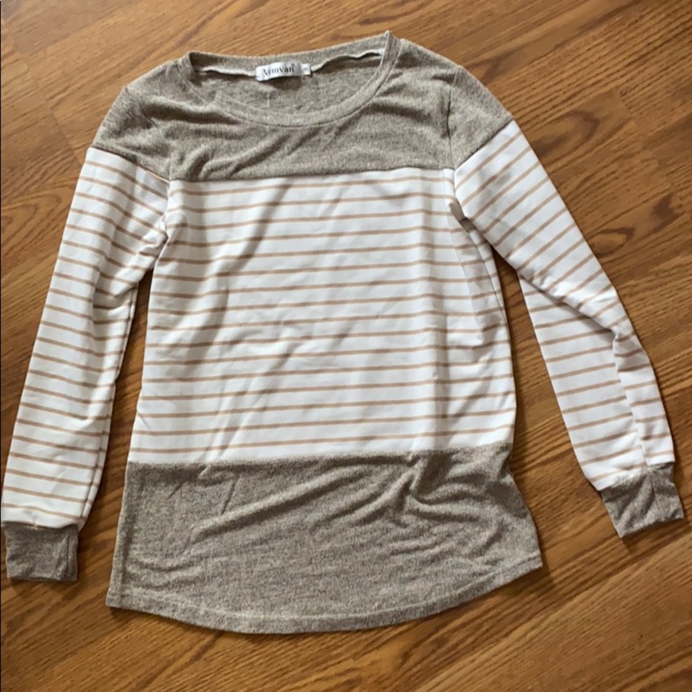 colorblock striped long sleeve sweater
